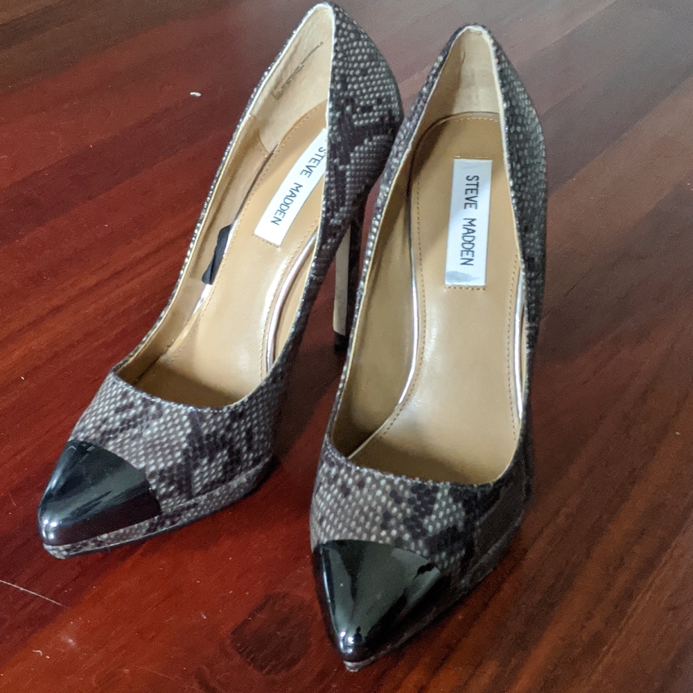Snakeskin Patent Toe Stiletto Heel